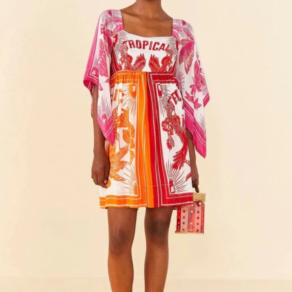 Farm Rio Tropical Dream Midi Dress Medium NWT Off-White